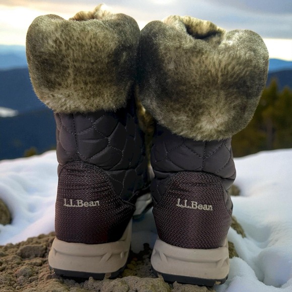 LL Bean Quilted Lace-Up Winter Snow Boots Faux Fur Insulated Brown Women's 8 M - Picture 7 of 10